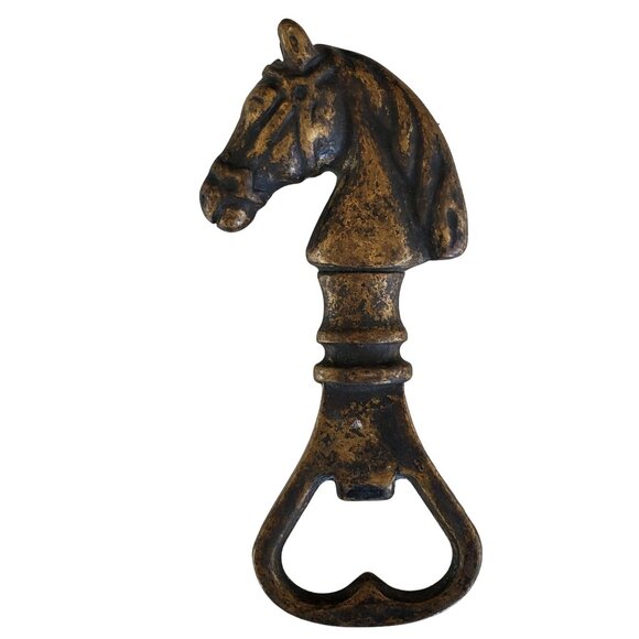 Vintage Bottle Opener Horse Head Cast Iron Bronze Bar Man Cave Kitchen 4.25" - Picture 1 of 4